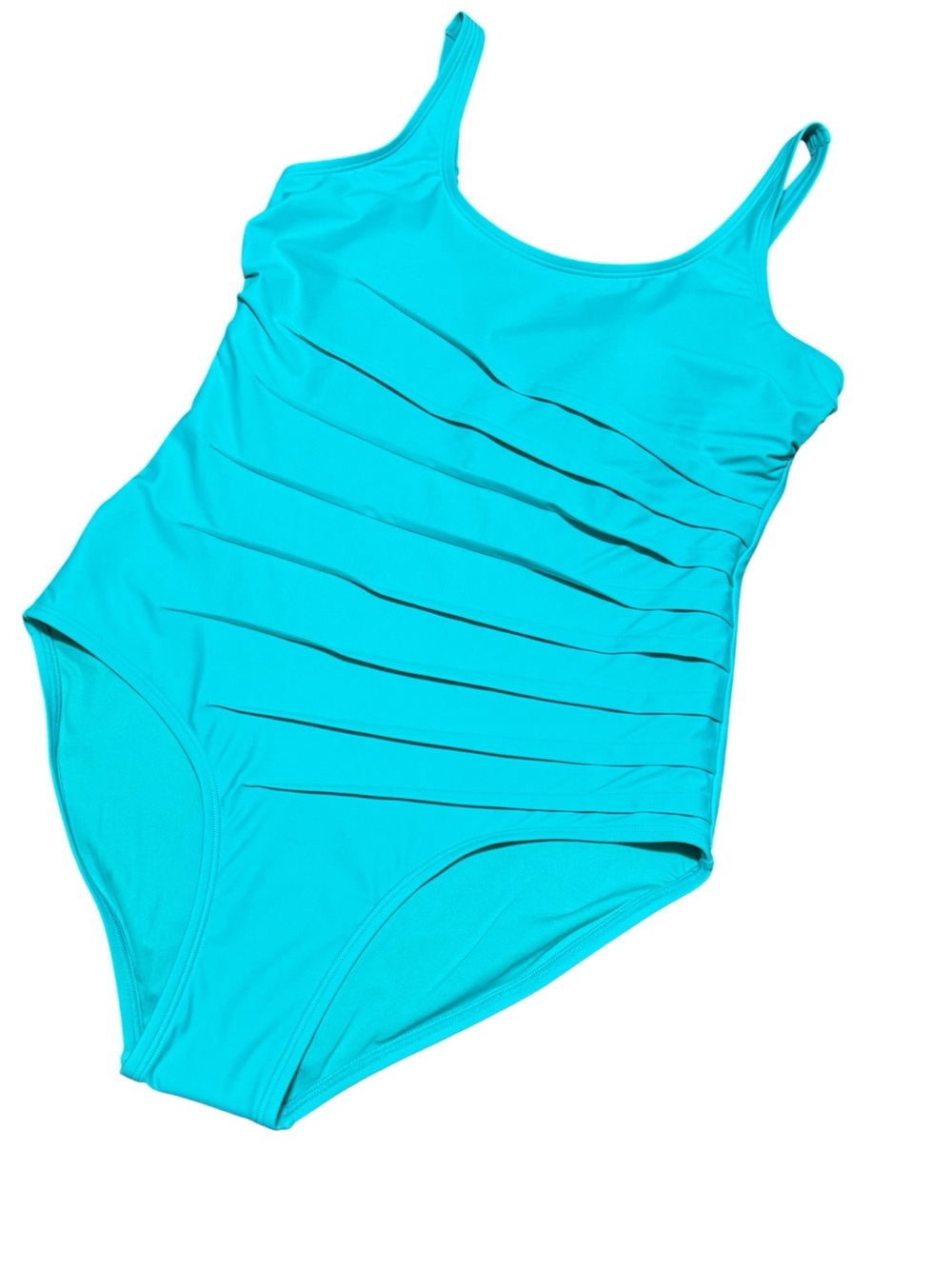 Roots One Piece Swimsuit Size 10 Scoop Neck Ruched Front Turquoise Blue NWT Swim
